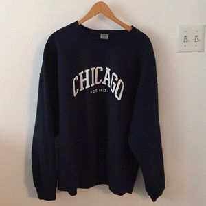 gildan navy blue chicago crewneck